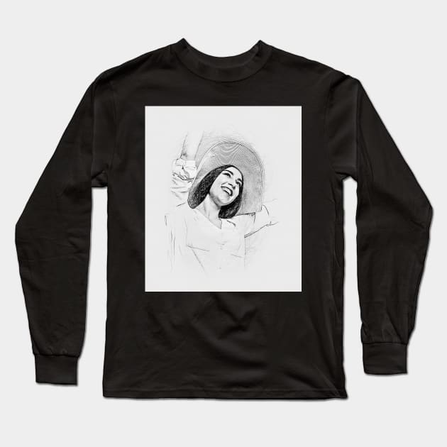 Woman  Hands Up sketch Art Long Sleeve T-Shirt by Ihkwan Art